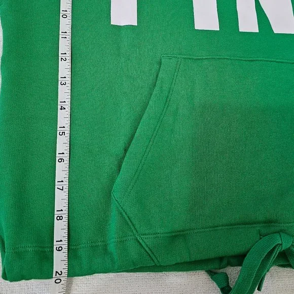 Victoria’s Secret PINK fleece cropped cinched campus hoodie size Medium  Green - Picture 8 of 12
